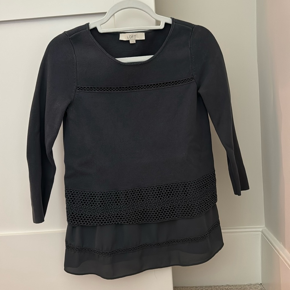 LOFT Women’s Mixed Media Top Blouse